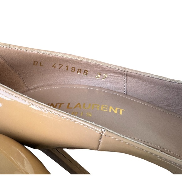 SAINT LAURENT VERNICE PATENT LEATHER NUDE (37) WITH ORIGINAL BOX & SHOE BAGS. - Picture 7 of 9